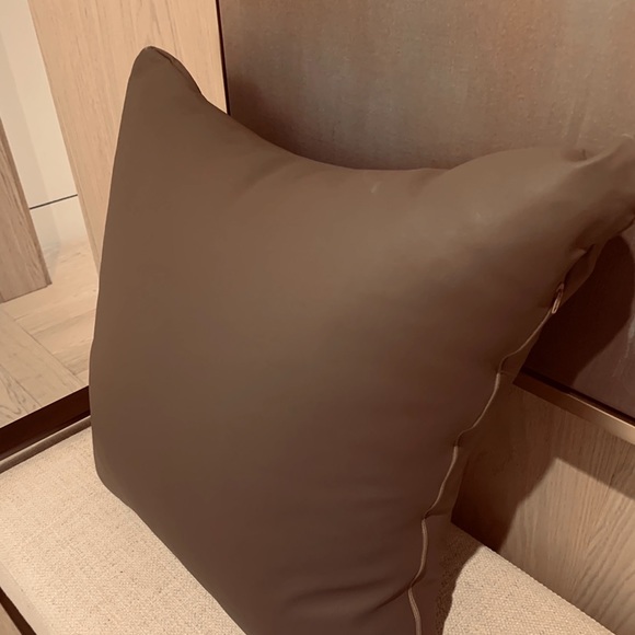 Taupe Leather Decorative Pillow - Picture 2 of 3